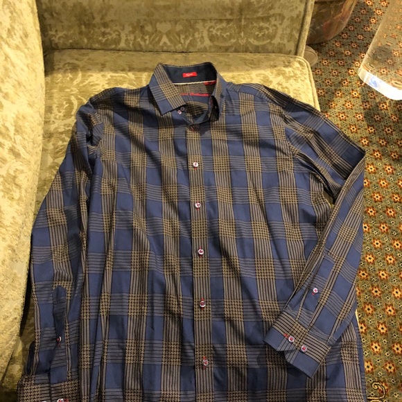 Men's Report Collection Blue Checkered Shirt S - Picture 2 of 6